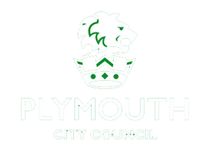 Plymouth City Council Logo 330px wide reverse